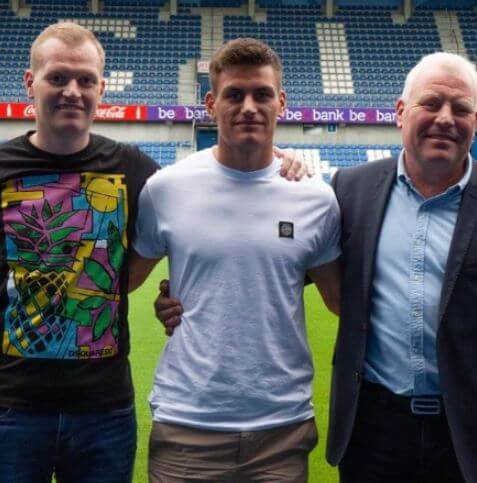 Joakim Maehle with his father Ole and elder brother Daniel.